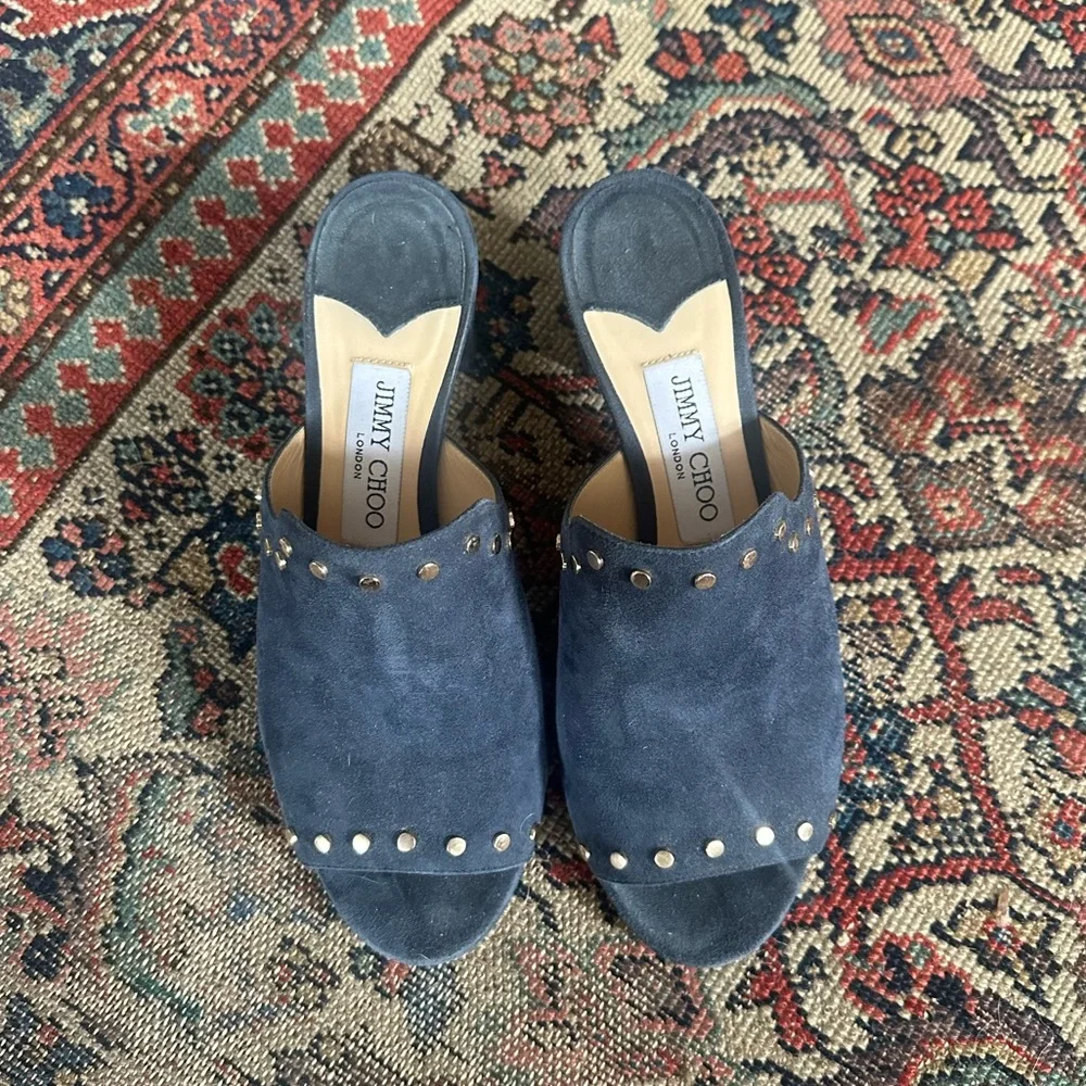 Jimmy Choo Myla Mule in Navy Suede - Picture 4 of 7